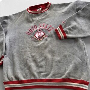 Vintage Ohio State Buckeyes Embroidered‎ Sweatshirt Gray Red Mens Large
